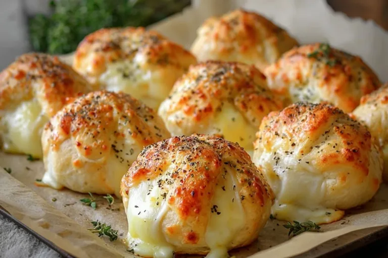 Pillsbury Biscuit Garlic Butter Cheese Bombs bursting with flavor and cheesy goodness.