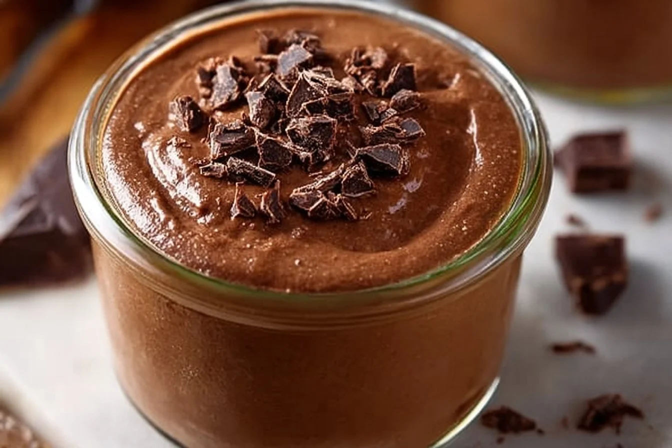 Delicious protein pudding in a bowl, a healthy dessert option packed with nutrients.