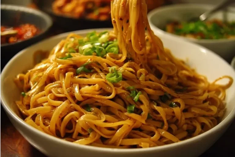 Delicious roasted garlic butter noodles served in a bowl, garnished with herbs.