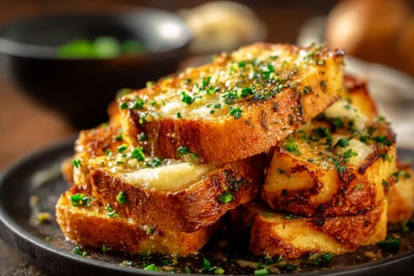 Savory French Toast Recipe topped with herbs and served on a plate.