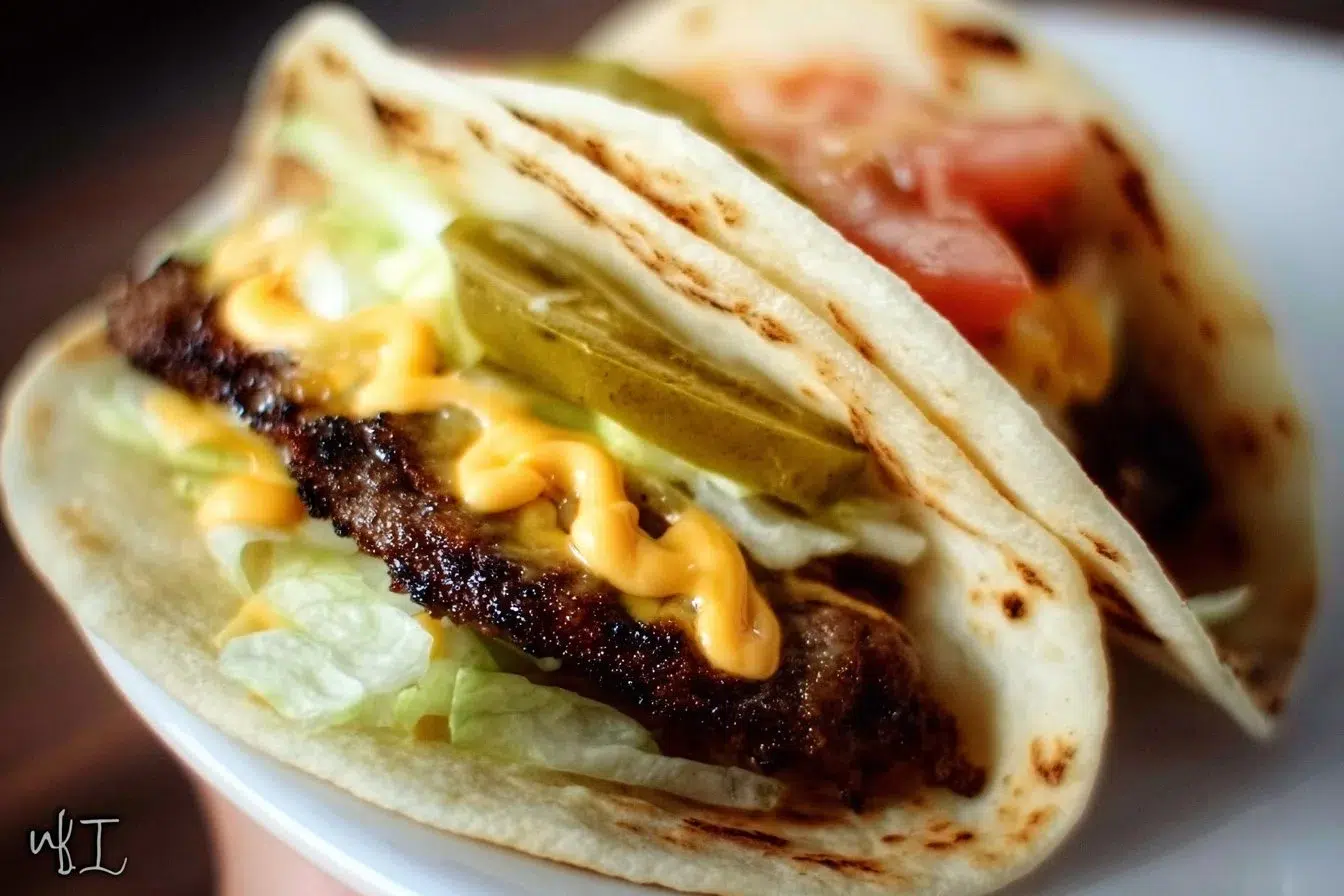 Delicious smash burger tacos featuring juicy beef patties and fresh toppings
