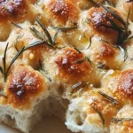 Freshly baked Sourdough Focaccia with herbs and olive oil