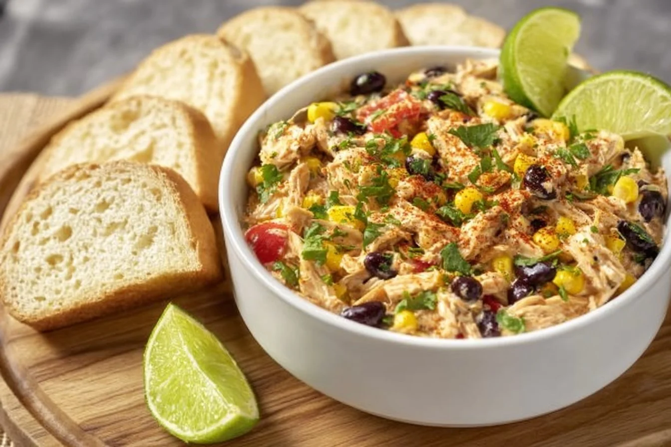 Colorful Southwest Chicken Salad with grilled chicken, beans, and fresh veggies