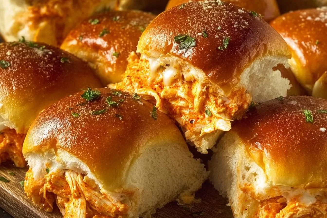 Spicy Buffalo Chicken Sliders served on a platter