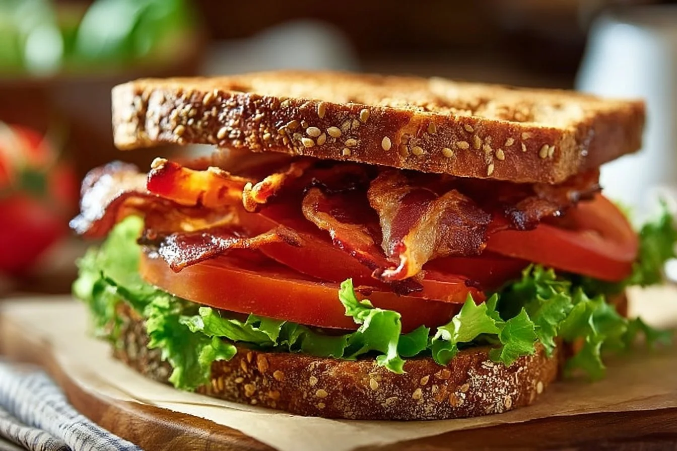 Delicious BLT sandwich with crispy bacon, lettuce, and tomato