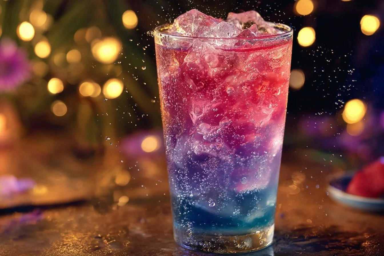 A refreshing ultimate rum cocktail garnished with fruits and herbs.