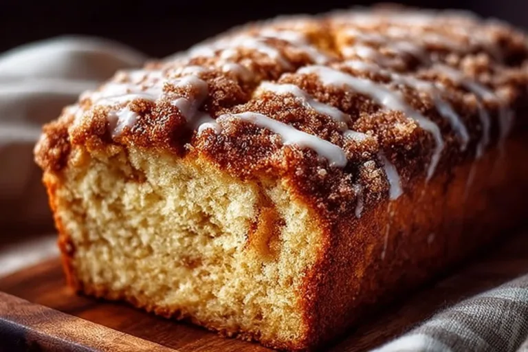 Delicious apple streusel bread with warm apple filling and crumbly topping