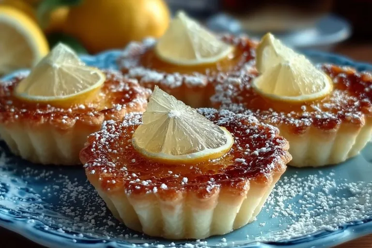 Delicious Baby Lemon Impossible Pies with a lemony topping and flaky crust