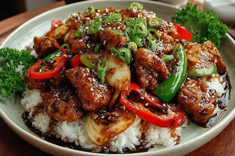 Delicious black pepper chicken dish served with vegetables