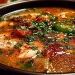 Bowl of Cajun white chicken chili topped with herbs and spices