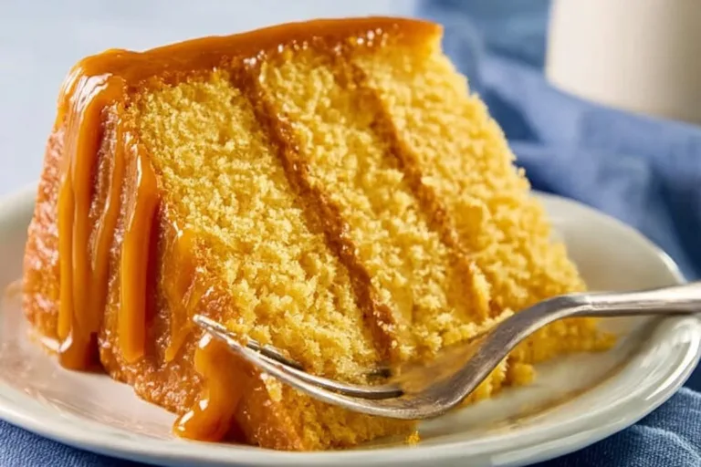 Delicious homemade Caramel Cake with rich frosting and a golden brown finish.