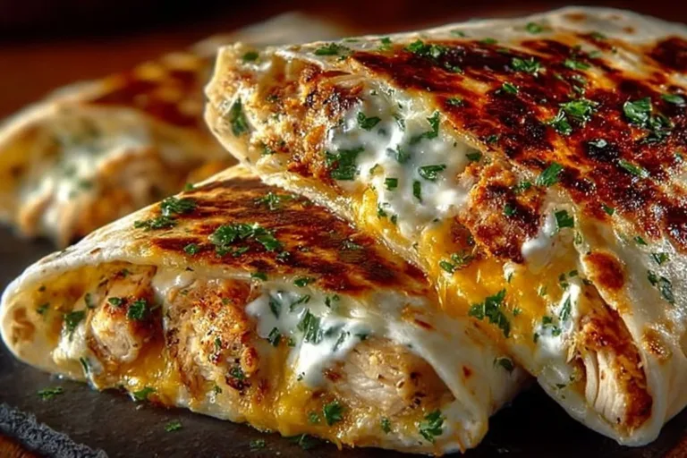 Cheesy garlic chicken wraps served with fresh vegetables