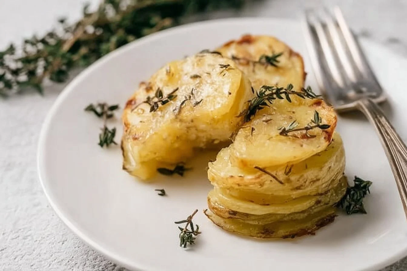 Delicious cheesy potato stacks baked to perfection