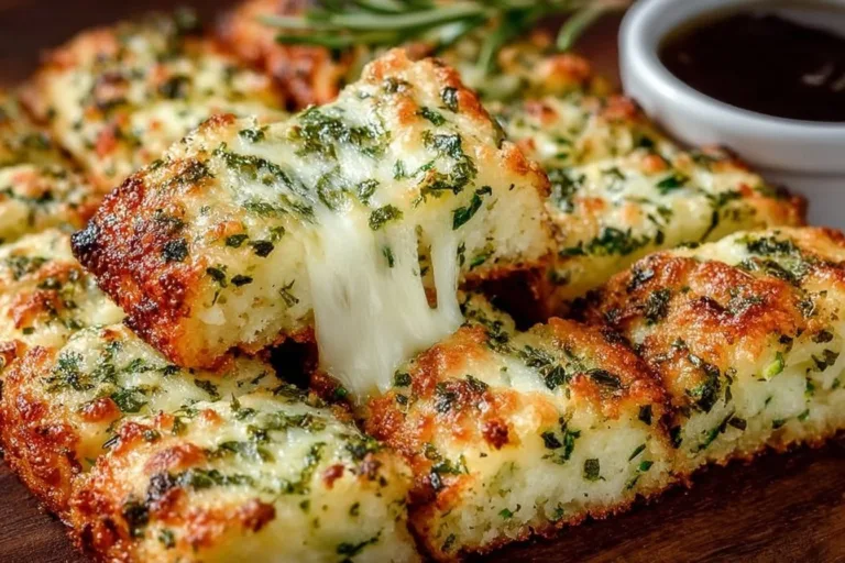 Cheesy zucchini breadsticks served with dipping sauce on a plate