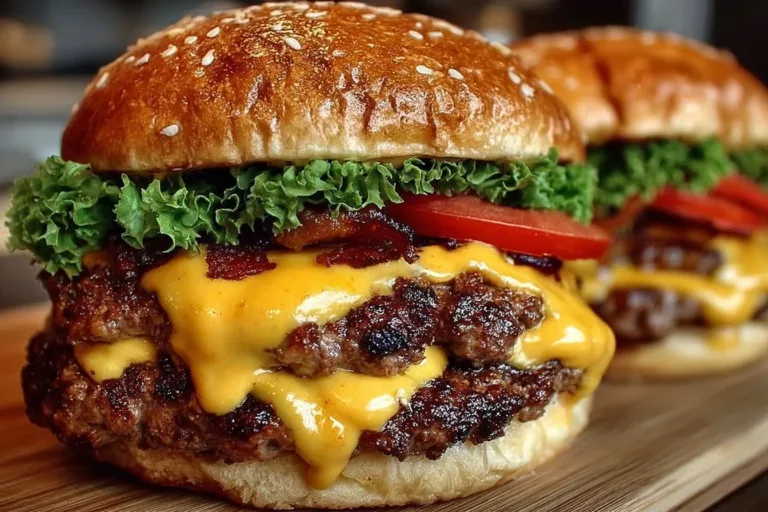 Juicy classic smash burgers with a homemade secret sauce on a rustic bun