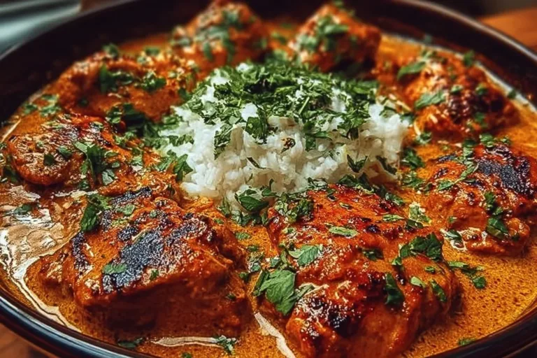 Delicious Cowboy Butter Chicken served with fresh herbs and spices
