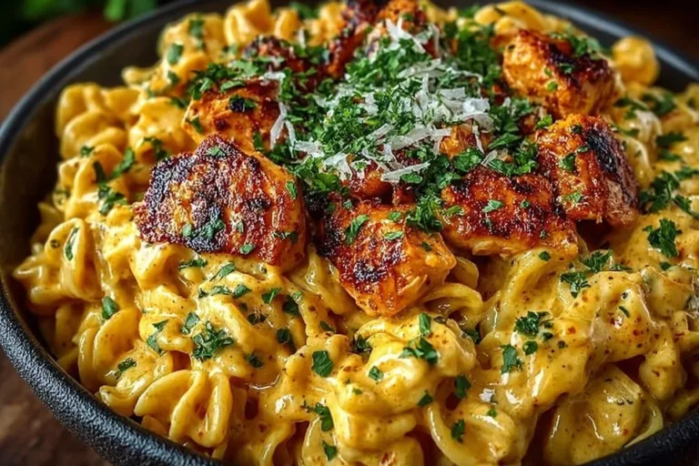 Creamy Cowboy Butter Chicken Pasta dish with herbs and spices