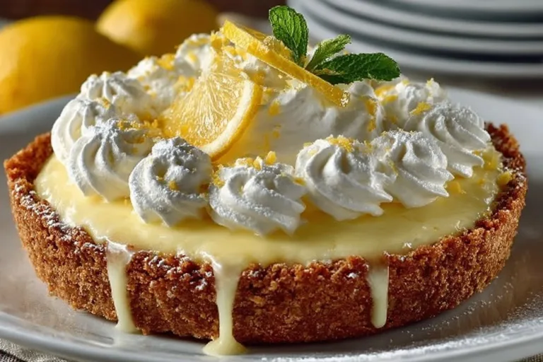 Delicious Cream Cheese Lemonade Pie topped with lemon slices