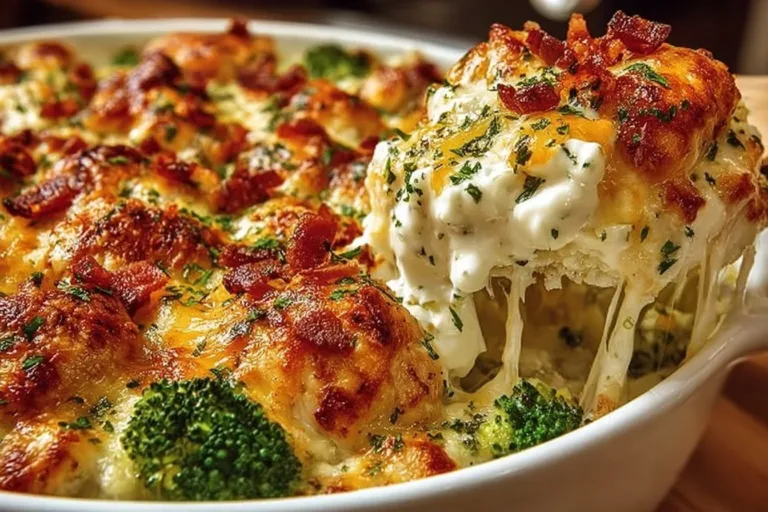 Delicious creamy low carb chicken casserole in a baking dish