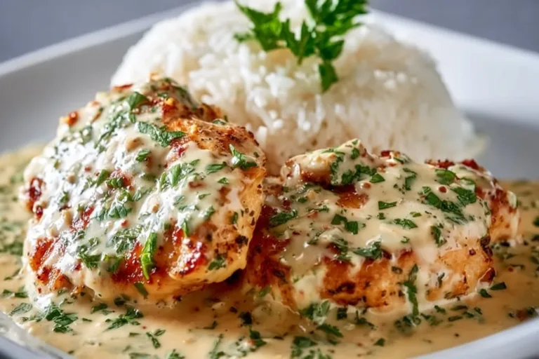 Creamy ranch chicken dish served with vegetables