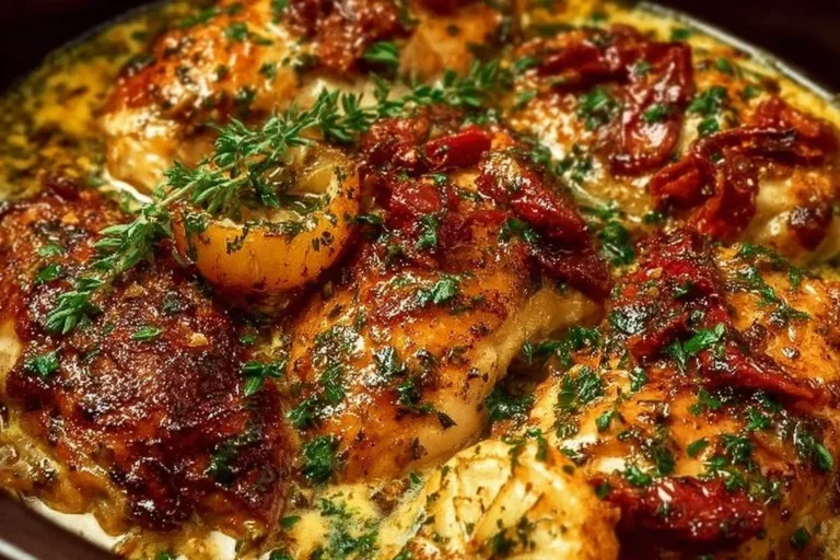 Delicious Crock Pot Marry Me Chicken served on a plate with herbs