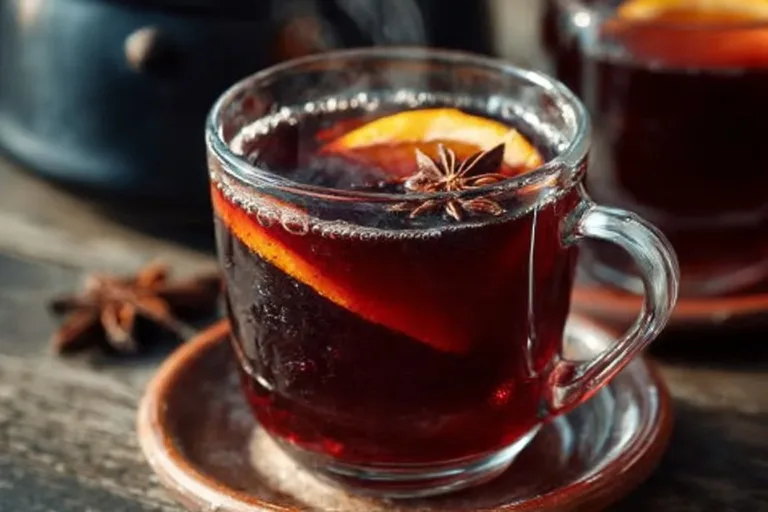 Crockpot Mulled Wine served in a cozy setting with spices and fruits.