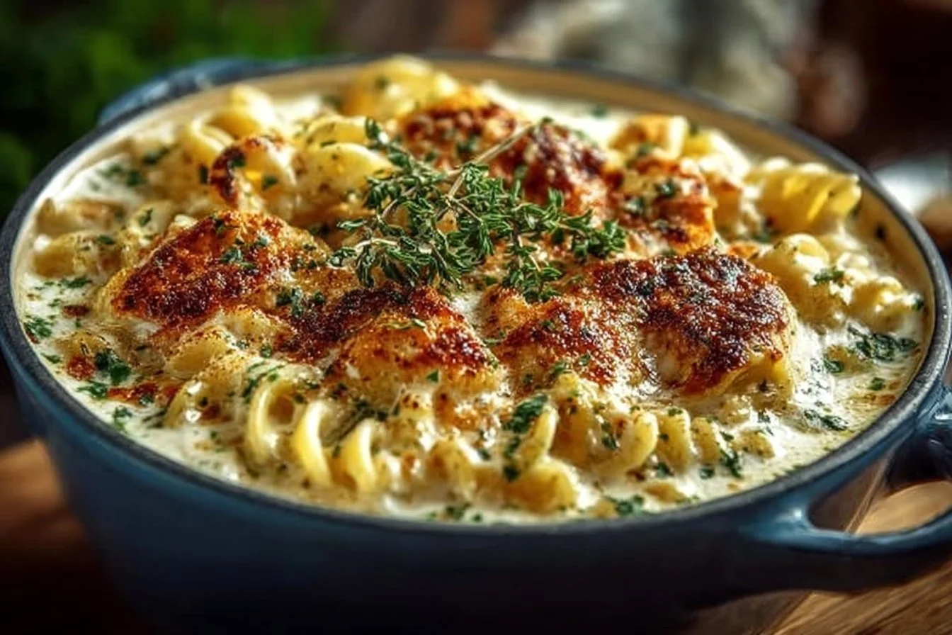 Bowl of decadent creamy Alfredo lasagna soup topped with melted cheese and herbs.