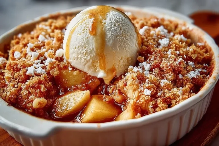 Delicious Paleo Apple Crisp dessert served in a bowl