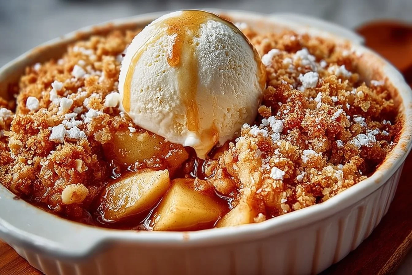 Delicious Paleo Apple Crisp dessert served in a bowl