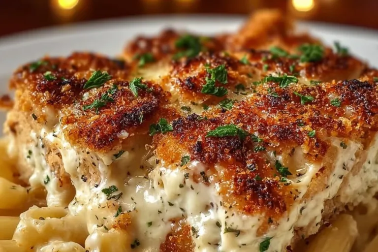 Delicious Dump-and-Bake Chicken Parmesan Casserole fresh out of the oven.