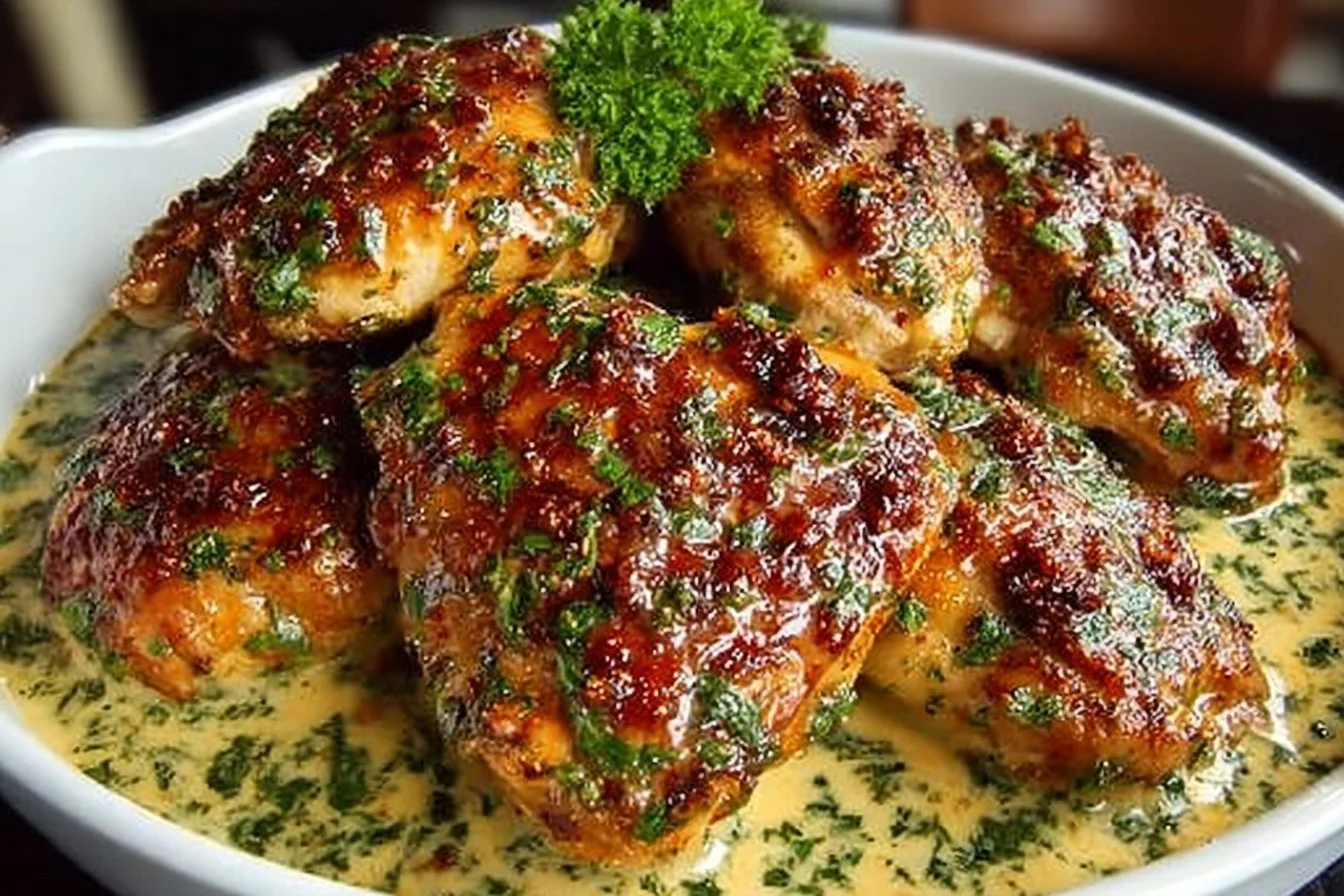 Delicious plate of Easy Marry Me Chicken garnished with fresh herbs