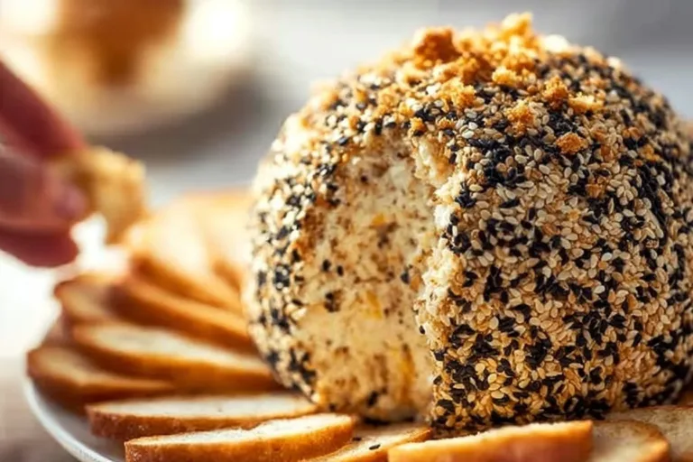 Delicious Everything Bagel Cheese Ball served on a platter with fresh veggies.