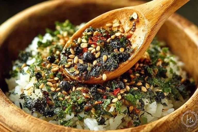 Delicious bowl of Furikake Rice topped with colorful seasoning blend.