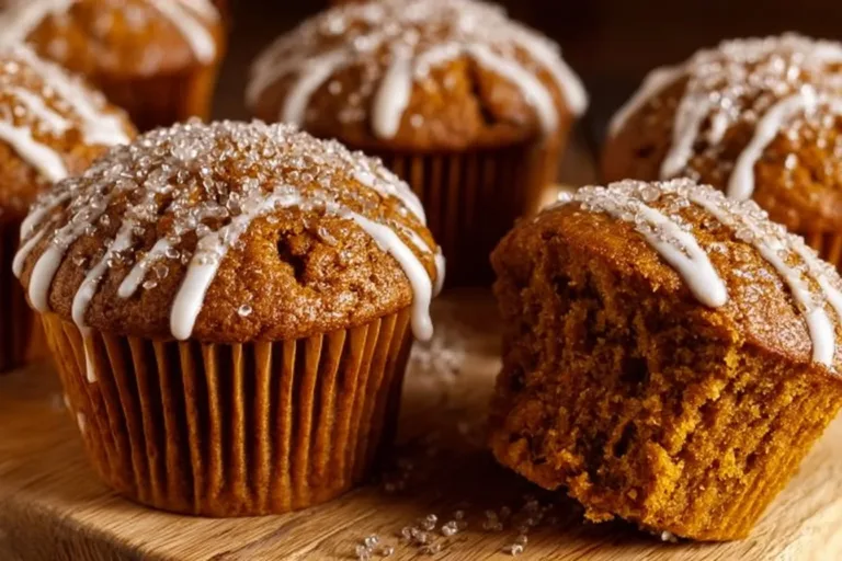 Freshly baked Gingerbread Muffins topped with spices and festive decorations