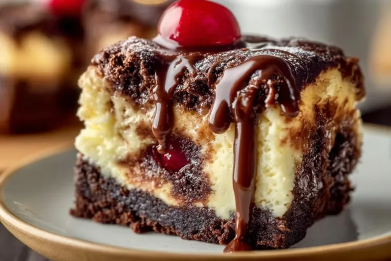 Gooey chocolate earthquake cake with melted chocolate and rich toppings
