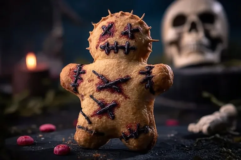 Delicious Halloween Voodoo Doll Pies decorated for spooky celebrations