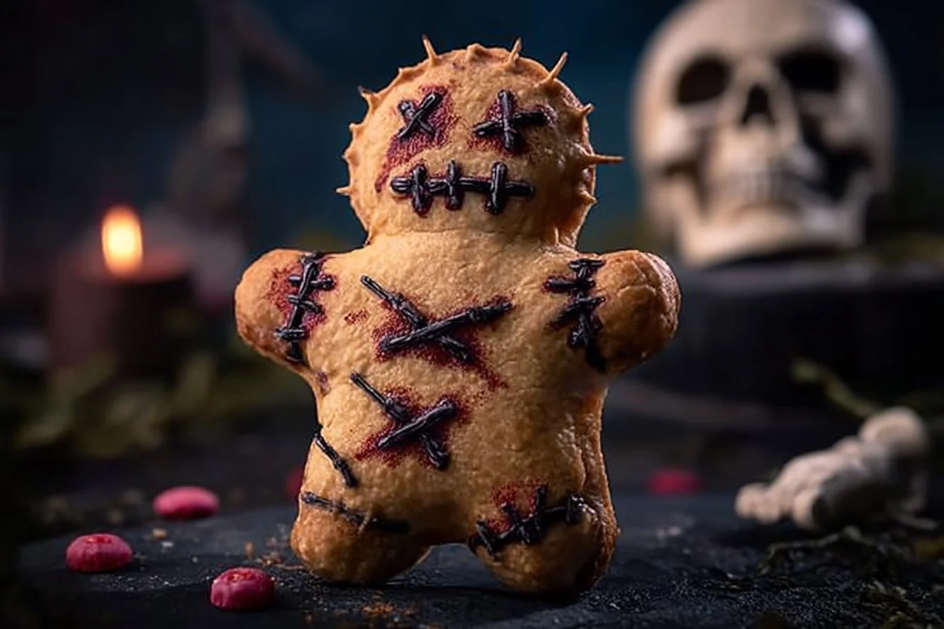Delicious Halloween Voodoo Doll Pies decorated for spooky celebrations