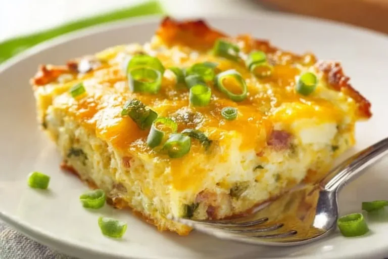 Delicious hash brown egg casserole baked to perfection