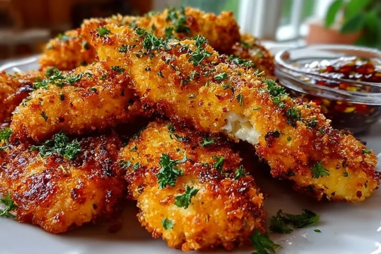 Delicious homemade baked chicken tenders served on a plate