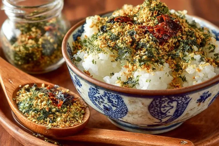 Bowl of homemade furikake seasoning for Japanese rice dishes