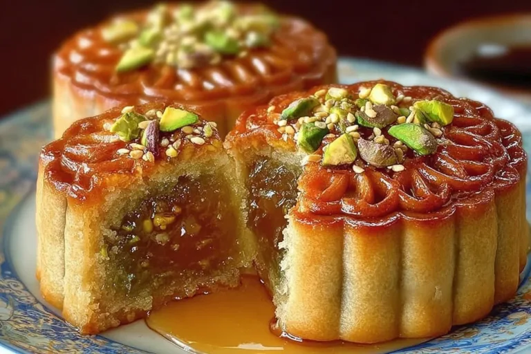 Honey Pistachio Mooncakes with rich flavors and elegant presentation.