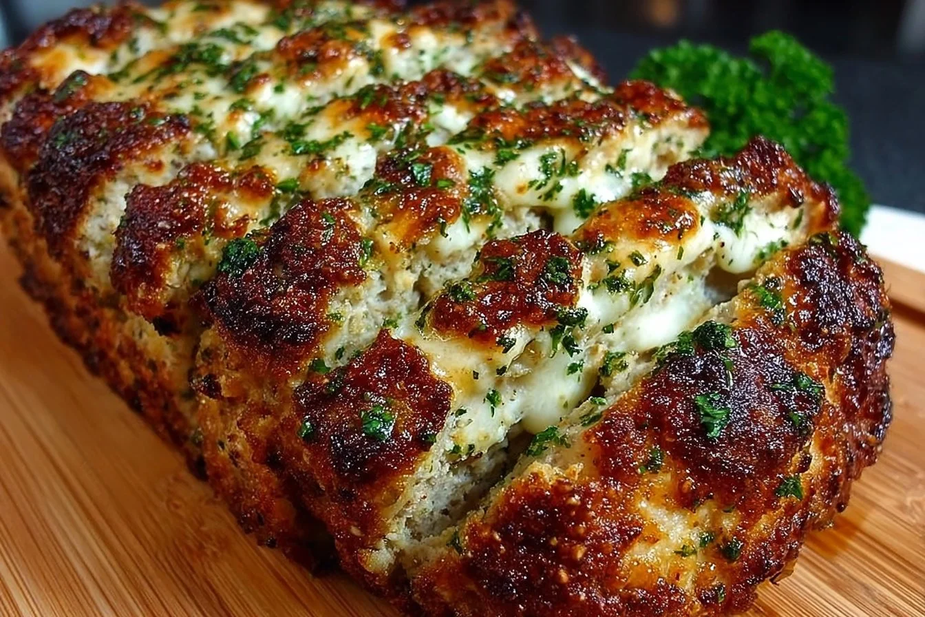 Italian chicken meatloaf served with herbs and tomato sauce