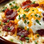 Bowl of creamy loaded baked potato soup garnished with cheese and green onions