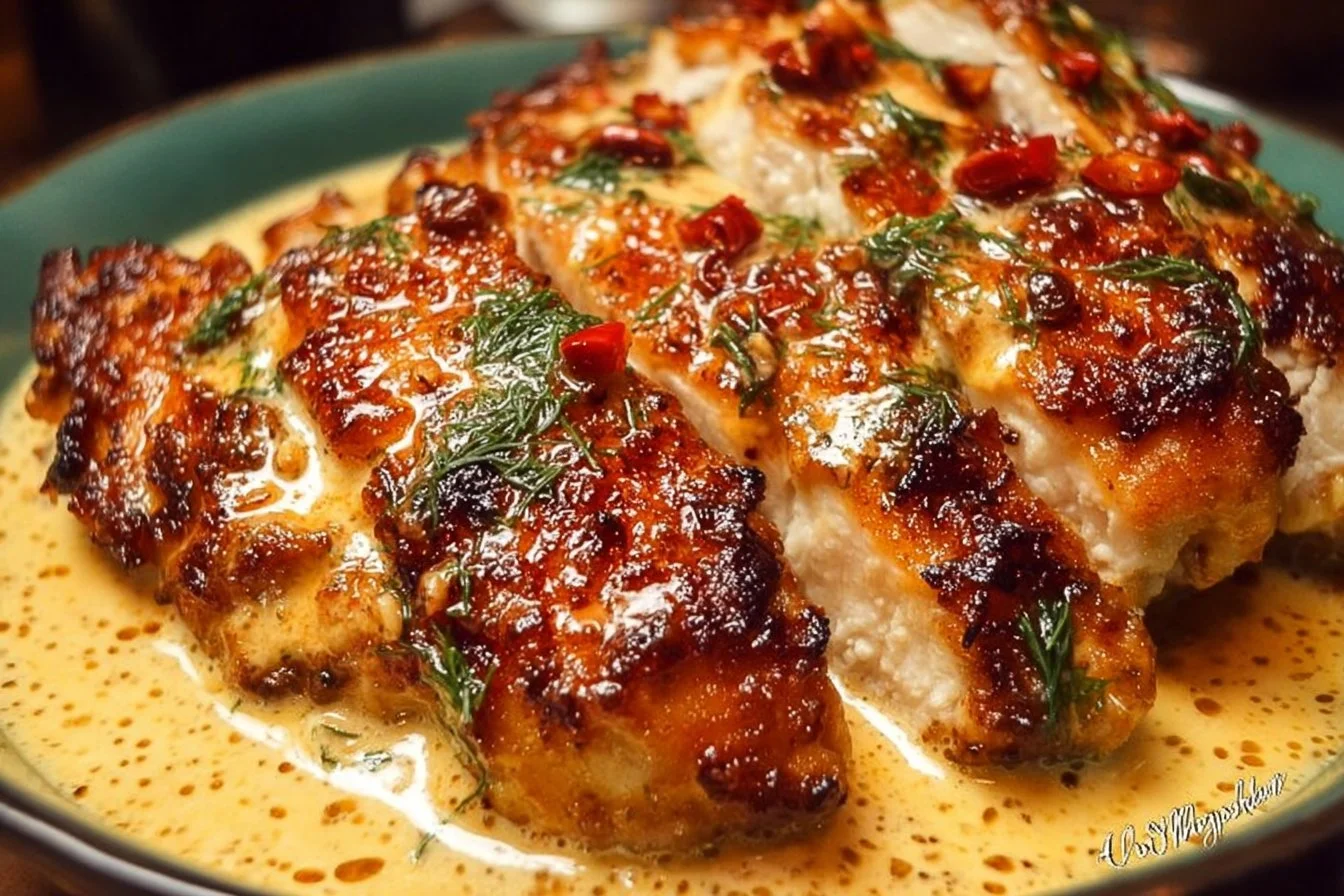 Delicious Marry Me Chicken served with herbs and creamy sauce