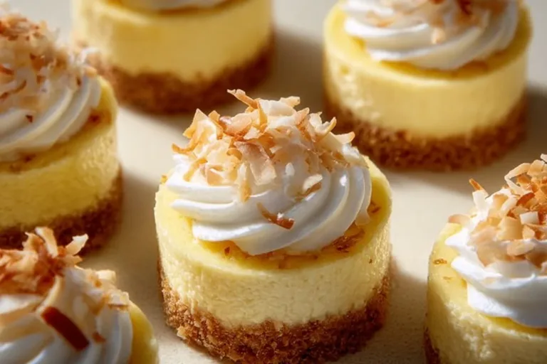 Mini Pineapple Condensed Coconut Milk Cheesecakes with tropical decorations