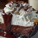 Delicious Mississippi Mud Pie topped with chocolate and whipped cream