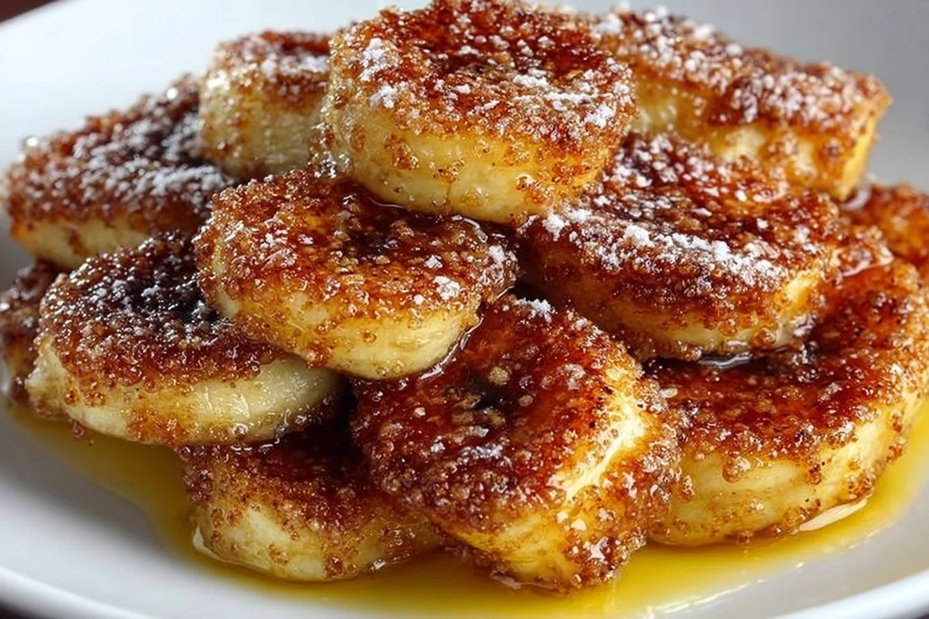 Delicious pan fried cinnamon bananas served in a bowl