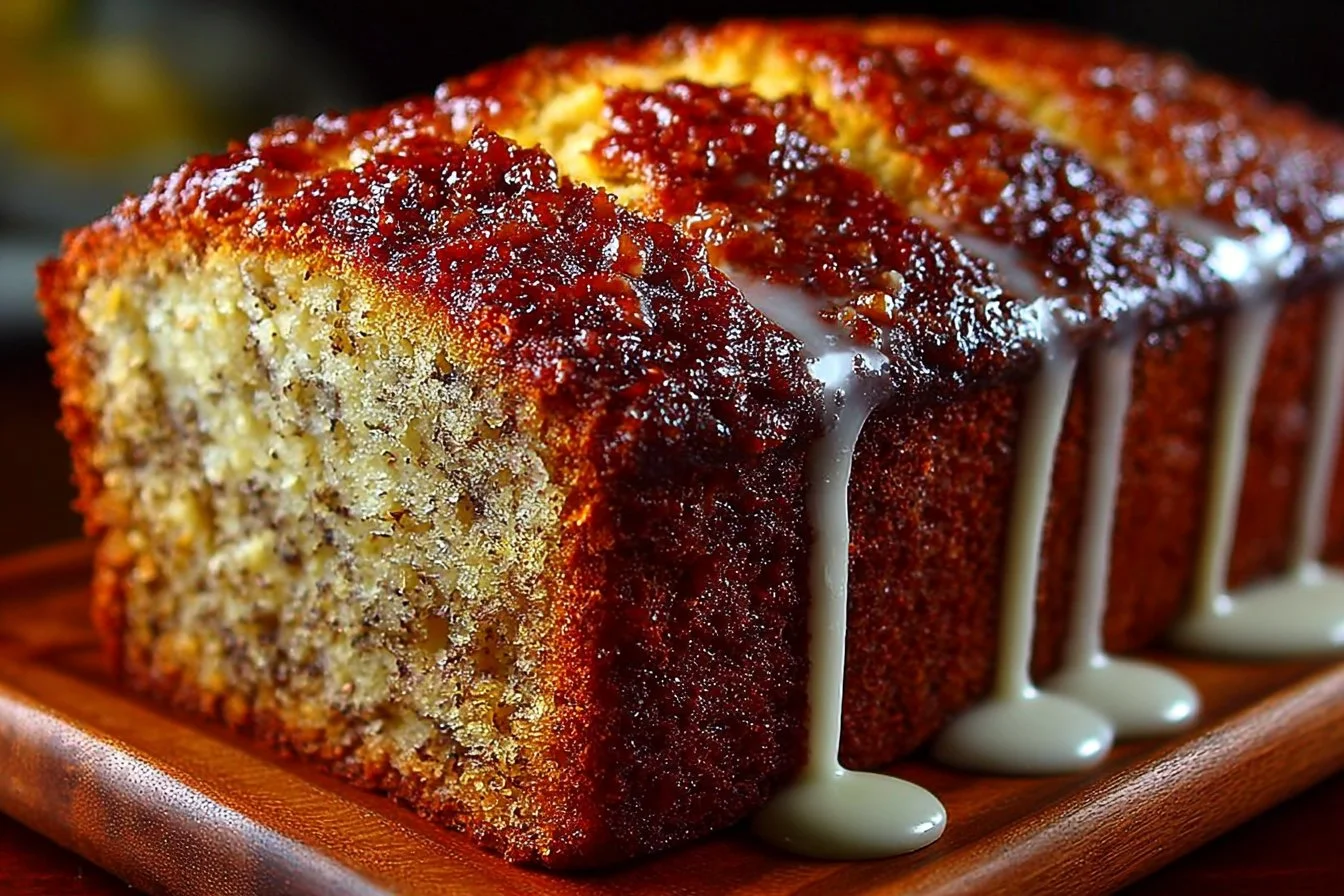 Paula Deen's delicious banana nut bread fresh out of the oven.