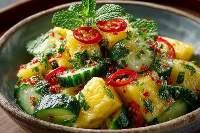 Fresh Pineapple Cucumber Salad with vibrant colors and healthy ingredients.