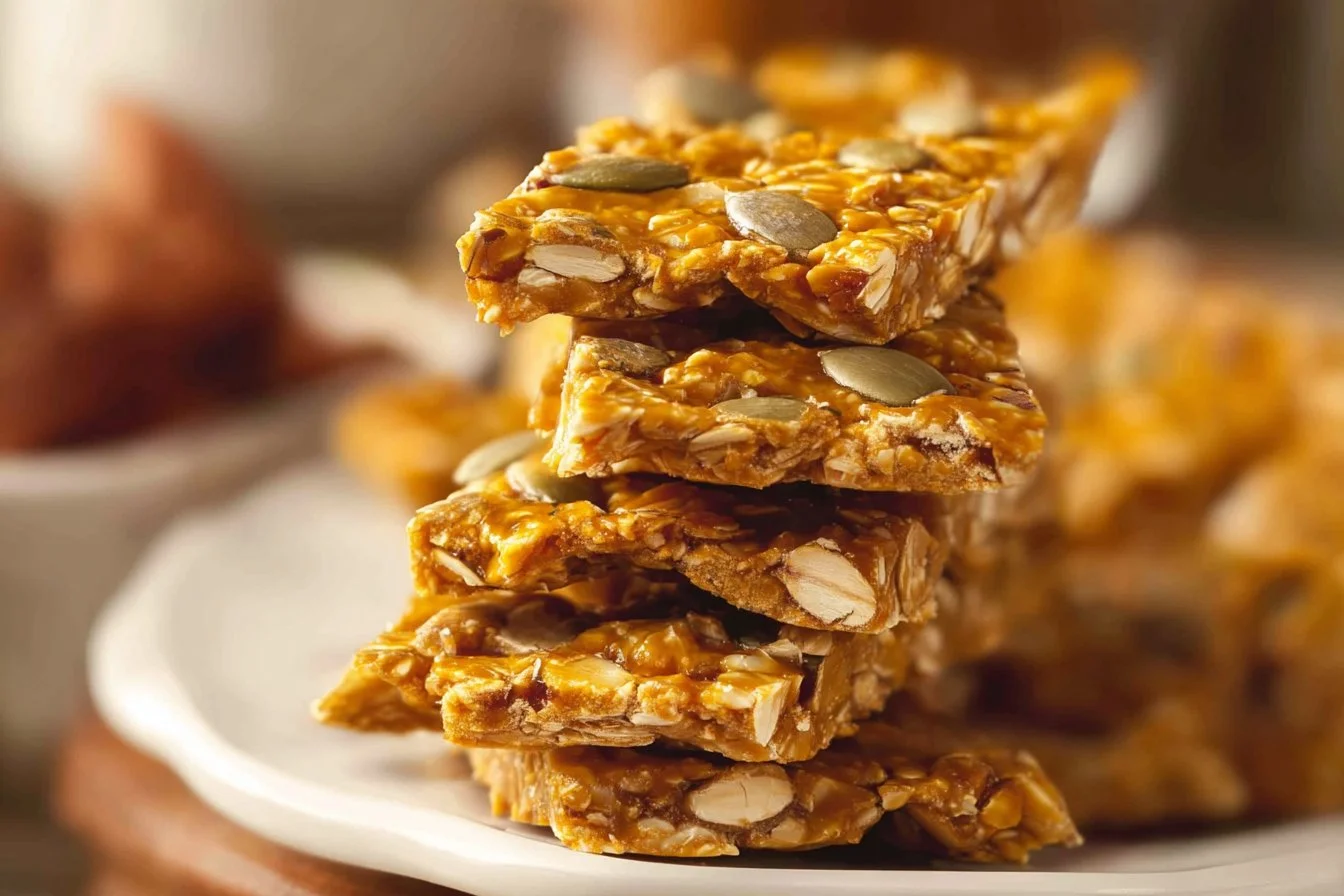 Delicious Pumpkin Seed Toffee Brittle with crunchy pumpkin seeds and rich toffee